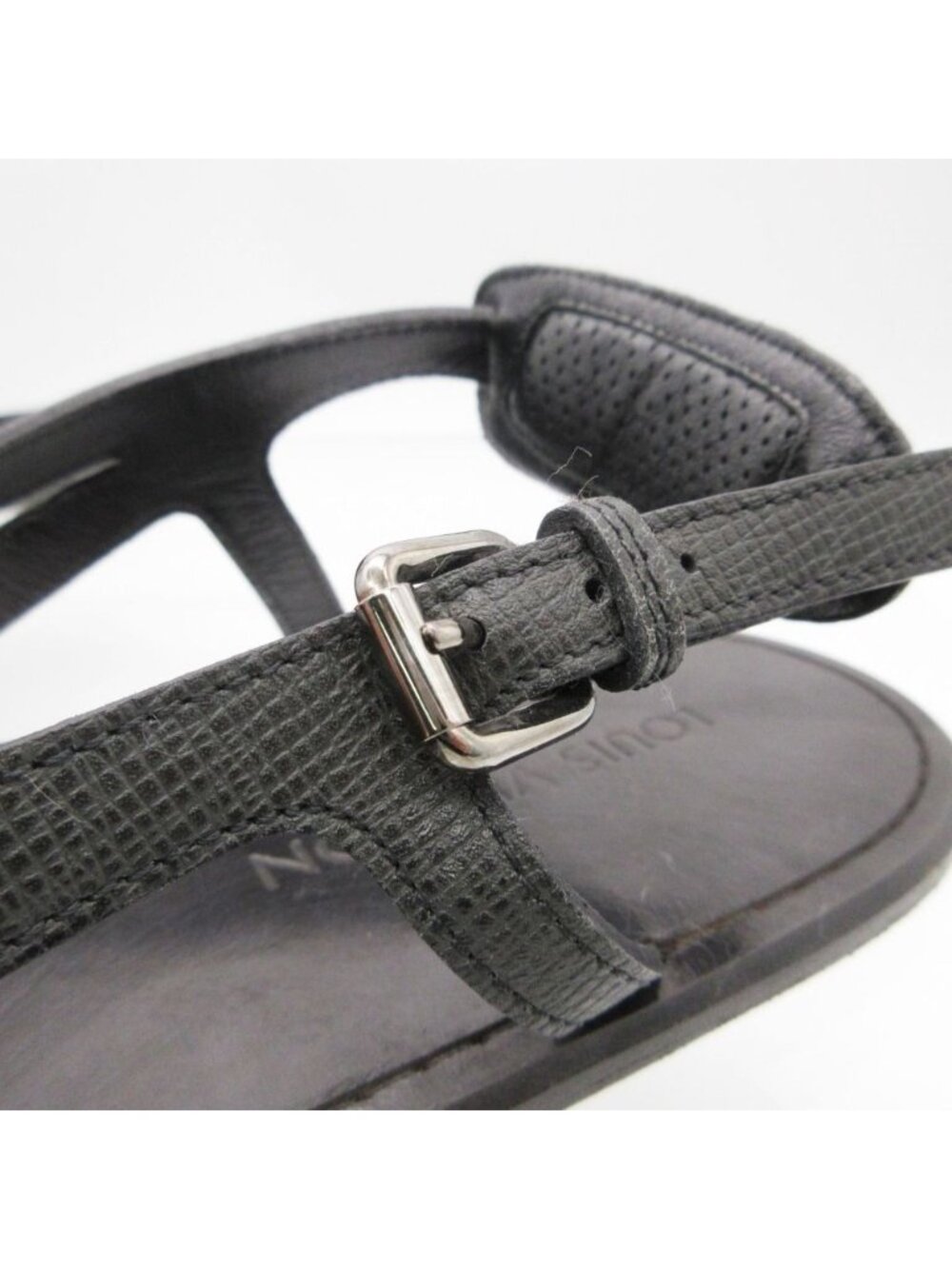 Louis Vuitton Beach Sandals Thong Leather Belt Shoes 11 Black - Picture 9 of 9